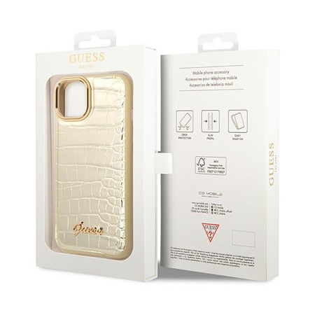 Guess Croco Collection - Coque pour iPhone 14 (Or)