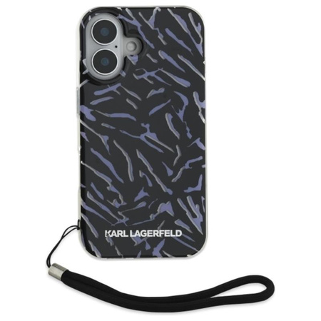 Karl Lagerfeld Zebra se šňůrou - pouzdro pro iPhone 16 Plus (fialové)