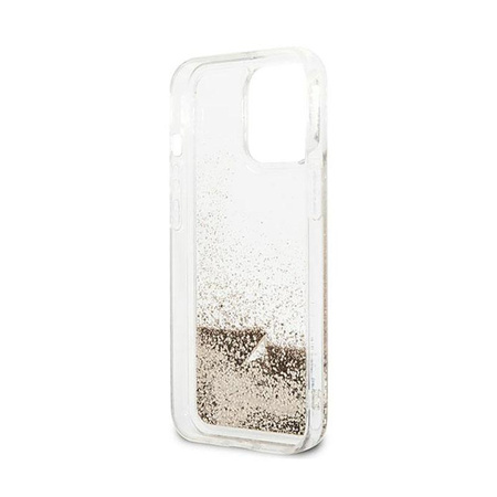 Guess Liquid Glitter Charms - pouzdro pro iPhone 14 Pro (zlaté)
