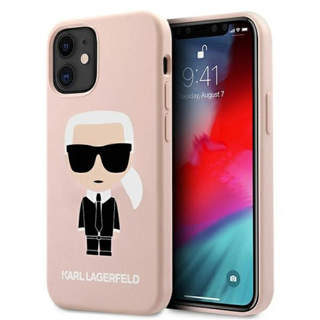 Karl Lagerfeld Fullbody Silicone Iconic - pouzdro pro iPhone 12 Mini (světle růžové)