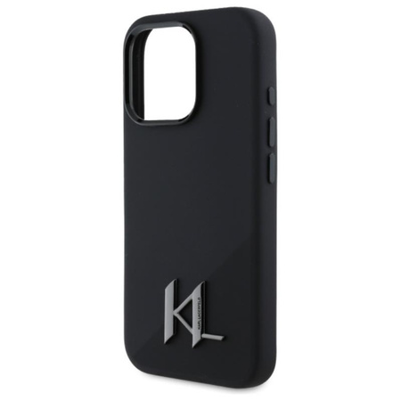 Karl Lagerfeld Silicone Shadow Metal Initial MagSafe - pouzdro pro iPhone 16 Pro Max (černé)