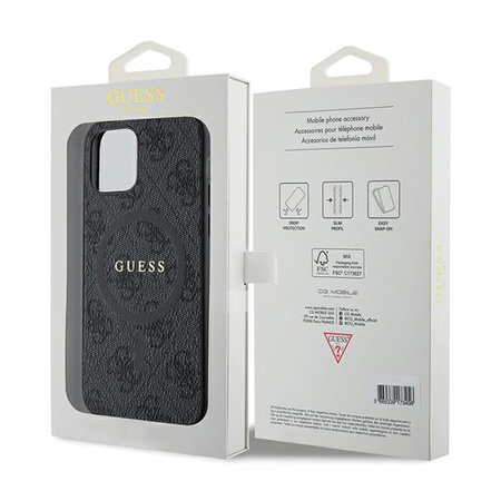 Guess 4G Collection Leather Metal Logo MagSafe - iPhone 12 / iPhone 12 Pro Case (black)