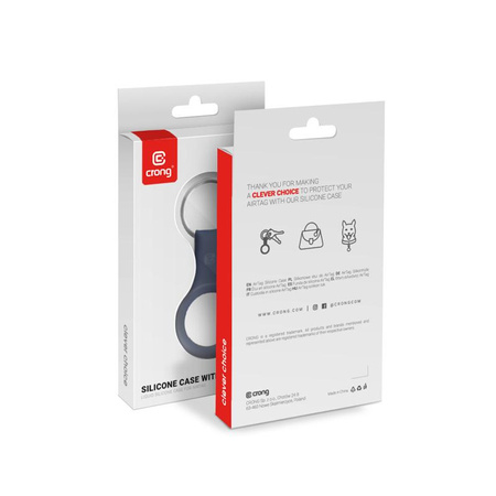 Etui en silicone Crong avec porte-clés - Porte-clés Apple AirTag (bleu marine)