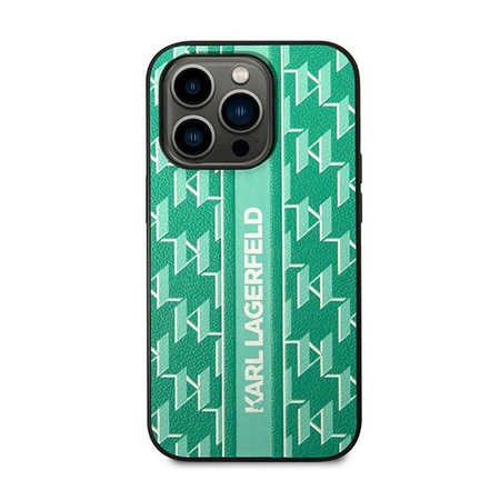 Karl Lagerfeld Monogram Stripe - iPhone 14 Pro Max tok (zöld)