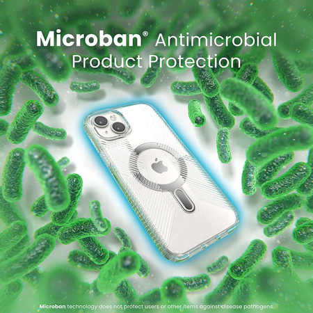 Speck Presidio Perfect-Clear Grip ClickLock & MagSafe - Coque iPhone 15 Plus / iPhone 14 Plus (Clair / Finition Chrome / Argent Serein)