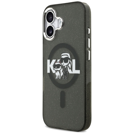Karl Lagerfeld IML Glitter Karl & Choupette Sketch Logo MagSafe - iPhone 17 tok (fekete)