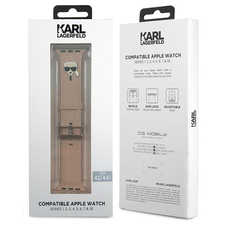 Karl Lagerfeld szilikon Karl Head - szíj Apple Watch 42/44/45 mm-es órához (rózsaszín)