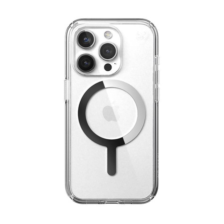 Speck Presidio Perfect-Clear MagSafe - iPhone 15 Pro Case (Clear / Chrome Finish / Serene Silver)