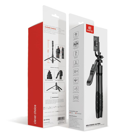 KIJEK DO SELFIE BLUETOOTH Z PILOTEM ZE STATYWEM, do Telefonu, GoPro, Crong SelfieGo Ultra