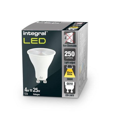 Ampoule LED intégrée GU10 PAR16 4W (35W) 3000K 250lm couleur blanc chaud