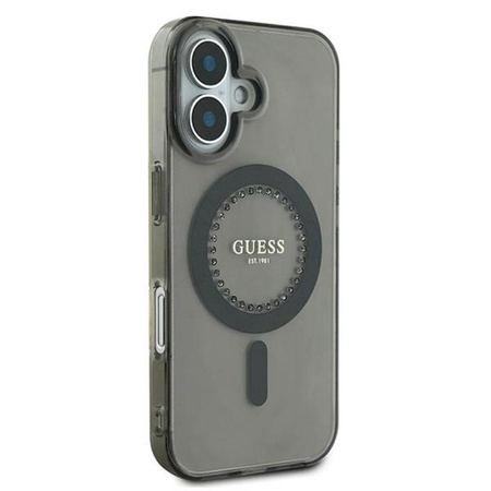 Guess IML Rhinestones MagSafe - Case for iPhone 16 Plus (Black)