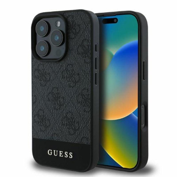 Guess 4G Bottom Stripe - Coque iPhone 16 Pro (gris)