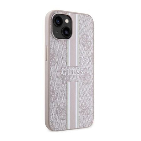 Guess 4G Coque MagSafe à rayures imprimées pour iPhone 14 Plus (rose)