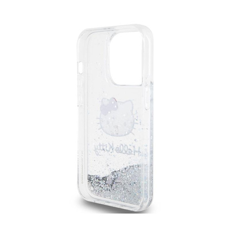 Hello Kitty Liquid Glitter Charms Kitty Head - pouzdro pro iPhone 14 Pro (stříbrné)
