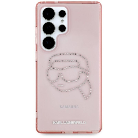 Karl Lagerfeld Rhinestones Karl Head Logo - pouzdro pro Samsung Galaxy S25 Ultra (růžové)