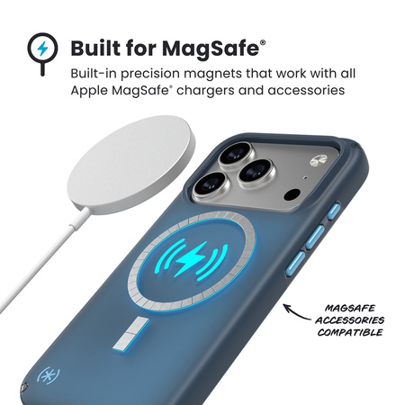 Speck Presidio Lux MagSafe - Hülle iPhone 17 Pro (Deep Sea Fade / Black / Spell Blue)