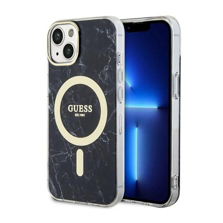 Guess Marble MagSafe - iPhone 14 Plus Case (Black)