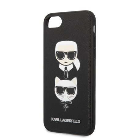Karl Lagerfeld Saffiano Karl & Choupette Heads - pouzdro iPhone SE 2022 / SE 2020 / 8 / 7 (černé)