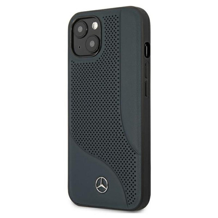 Mercedes bőr perforált terület - iPhone 13 tok (sötétkék)