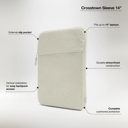 Incase Crosstown Sleeve with Woolenex - Hülle mit Tasche für MacBook Pro 14" (M4/M3/M2/M1/2024-2021) (Kalkstein)