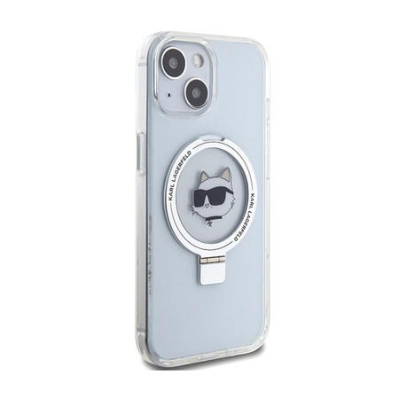 Karl Lagerfeld Ring Stand Choupette Head MagSafe - iPhone 15 Case (bílý)