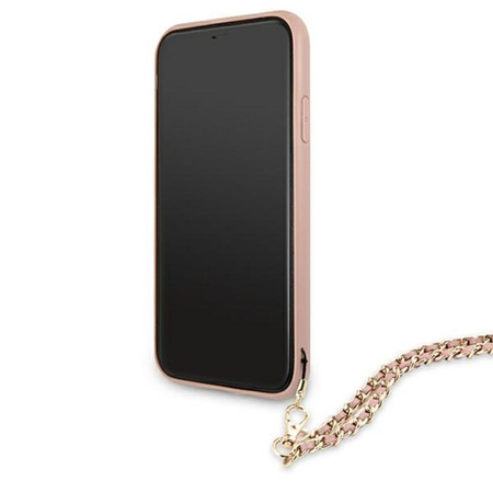 Guess Saffiano Chain - pouzdro pro iPhone 11 (růžové)