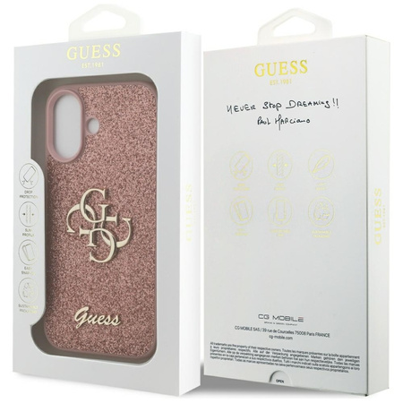 ETUI DO IPHONE 17 GUESS ORYGINALNE RÓŻOWE BROKATOWE ELEGANCKIE MODNE CASE