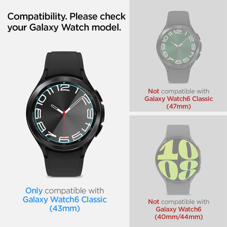 Spigen GLAS.TR EZ FIT 2-Pack - Tempered Glass for Samsung Galaxy Watch 6 Classic 43 mm (2 pcs)