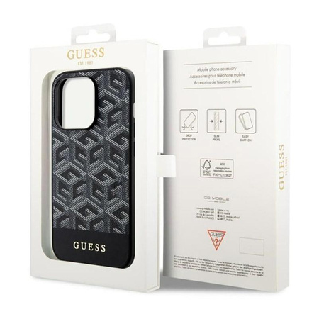 Pouzdro Guess GCube Stripes MagSafe - iPhone 14 Pro Max (černé)