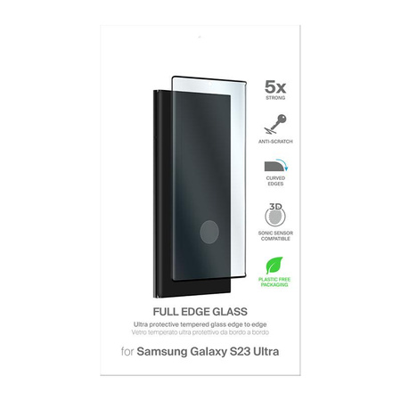 PURO Frame Tempered Glass - Gehärtetes Displayschutzglas für Samsung Galaxy S23 Ultra (schwarzer Rahmen)