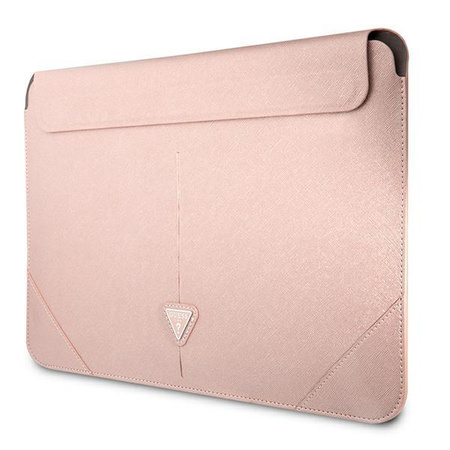 Guess Saffiano Triangle Logo Sleeve - 16" Notebook Case (pink)