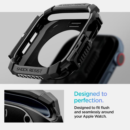 Spigen Rugged Armor - Étui pour Apple Watch 10 42 mm (Noir mat)