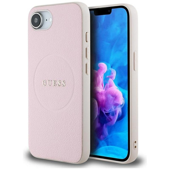 Guess Grained Ring MagSafe - pouzdro pro iPhone 16e (růžové)
