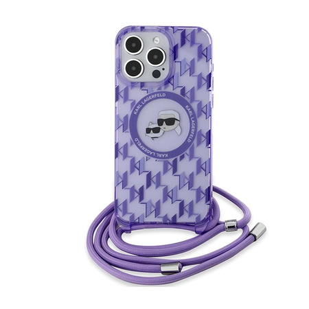 Karl Lagerfeld IML Crossbody Monogram Karl & Choupette Head MagSafe - iPhone 15 Pro Case (purple)