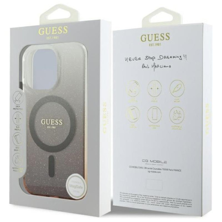 Guess IML Glitter Gradient MagSafe - Hülle iPhone 16 Pro Max (Braun)