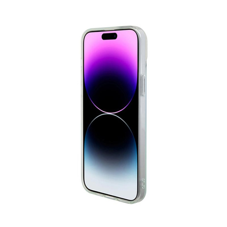Pouzdro Guess IML Iridescent MagSafe - iPhone 15 Pro (tyrkysové)