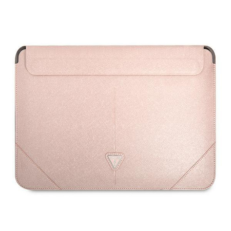 Guess Saffiano Triangle Logo Sleeve - pouzdro na 13" / 14" notebook (růžové)