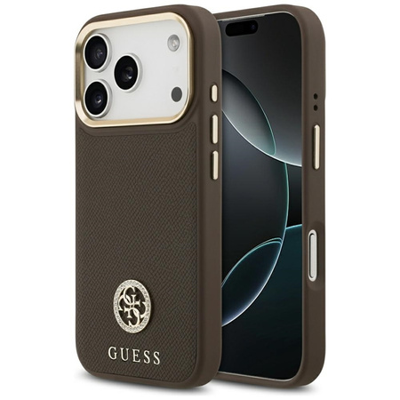 Guess Grained Strass Logo MagSafe - Case iPhone 17 Pro (brown)