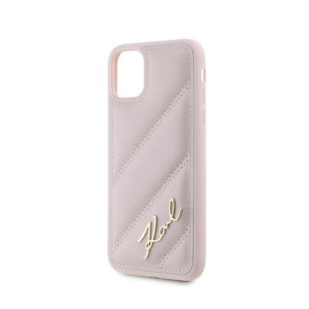 Karl Lagerfeld Diagonal Quilted Script - Coque iPhone 11 (rose)