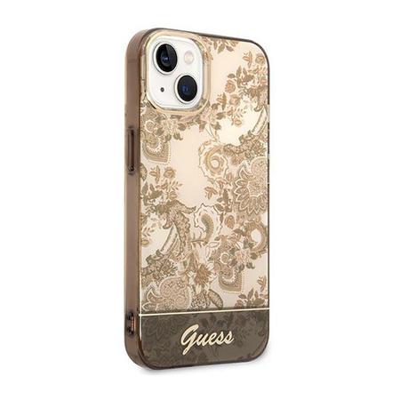 Guess Porcelain Collection - pouzdro pro iPhone 14 Plus (okrové)