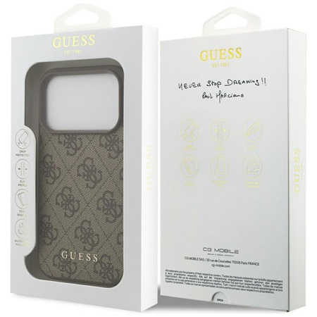 ETUI DO IPHONE 17 PRO BRĄZOWE GUESS CLASSIC ORYGINALNE ELEGANCKIE CASE
