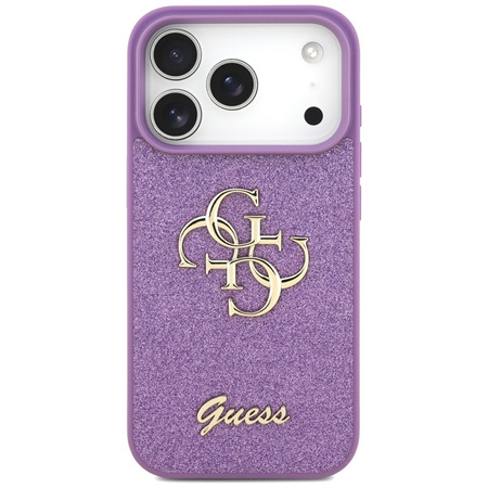 ETUI DO IPHONE 17 PRO GUESS GLITTER ORYGINALNE FIOLETOWE BROKATOWE MODNE
