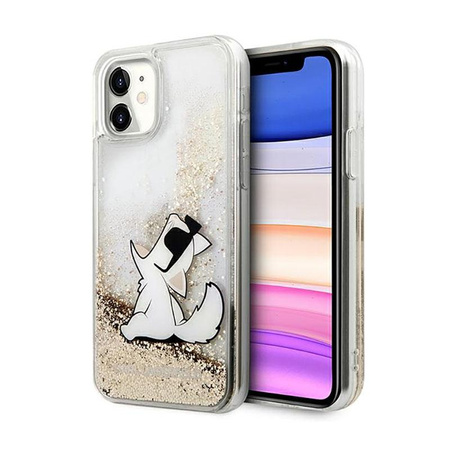 Karl Lagerfeld Liquid Glitter Choupette Fun - pouzdro pro iPhone 11 (zlaté)