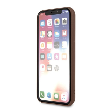 Collection 4G Bottom Stripe de Guess - Coque pour iPhone Xs / X (marron)