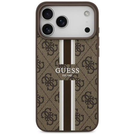 Guess 4G Printed Stripes MagSafe - Hülle iPhone 17 Pro Max (braun)