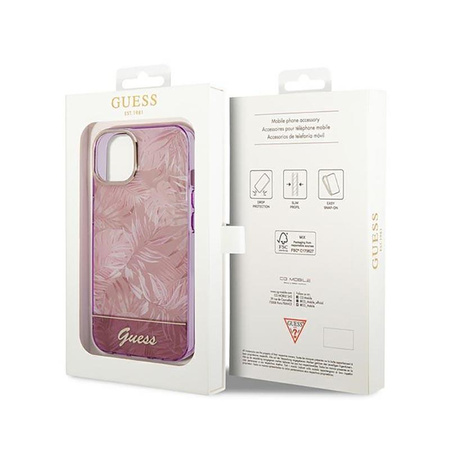 Guess Jungle Case - pouzdro pro iPhone 14 Plus (růžové)
