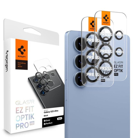Spigen Optik Pro GLAS.TR EZ Fit Camera Protector 2-Pack - Verre de protection pour Samsung Galaxy S25 Ultra (2 pces) (Noir)