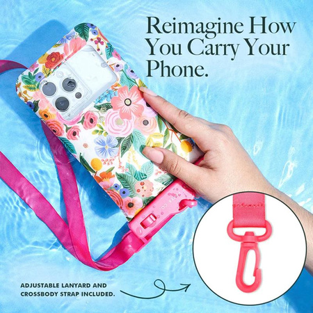 Rifle Paper Waterproof Floating Pouch - Waterproof case for smartphones up to 6.7" (Garden Party Blush)