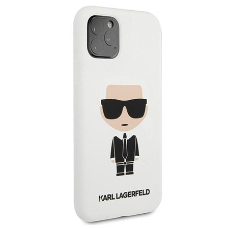 Pouzdro Karl Lagerfeld Fullbody Silicone Iconic - iPhone 11 Pro Max (bílé)