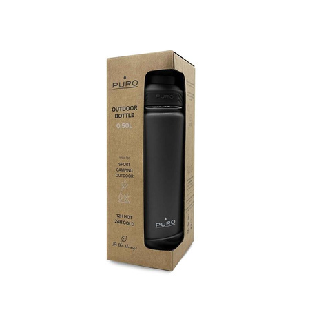 PURO Outdoor - Thermoflasche aus Edelstahl 500 ml (Schwarz)